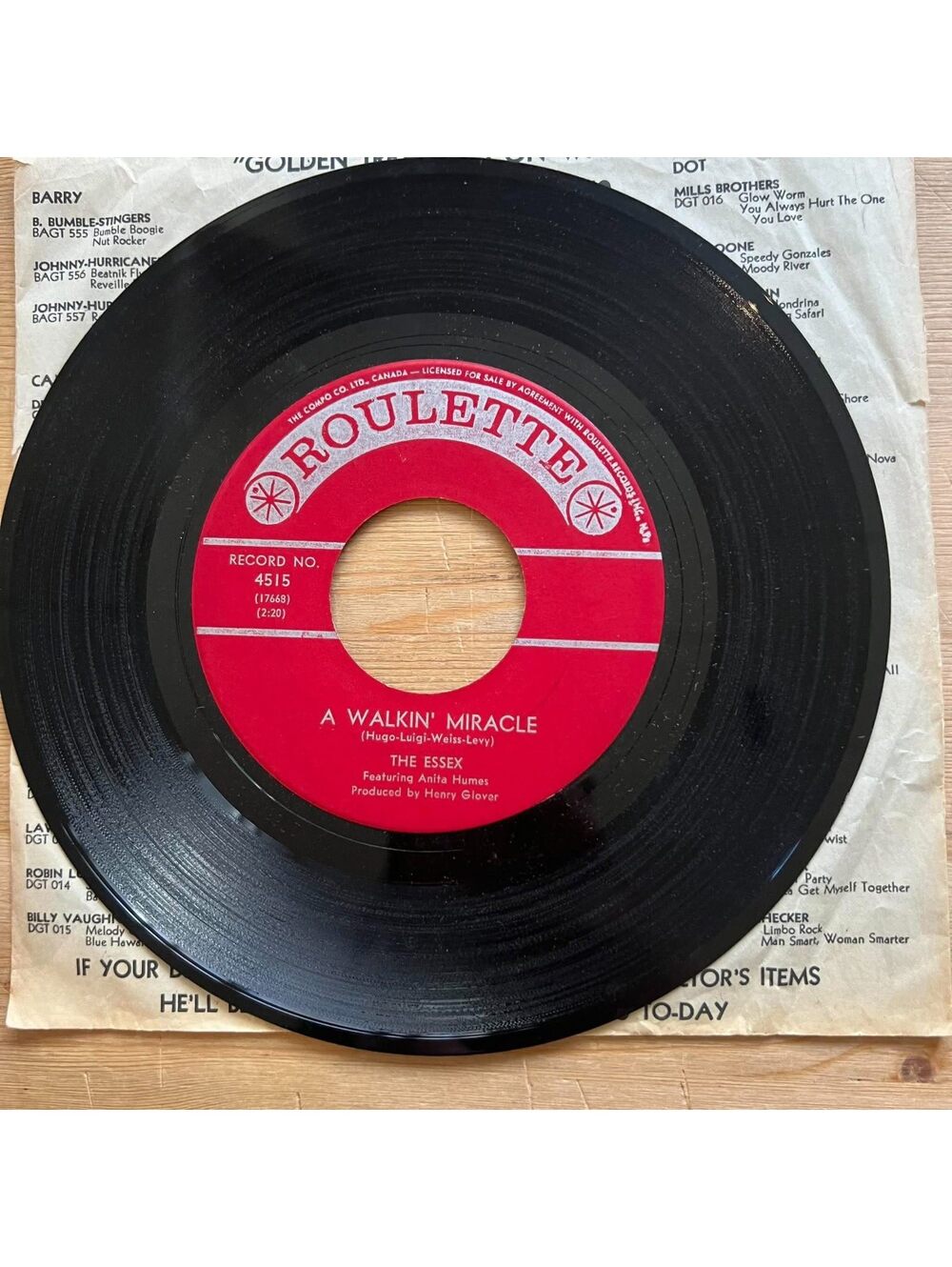 The Essex - A Walkin' Miracle/What I Don't Know won't Hurt Me 45rpm VG+ R91